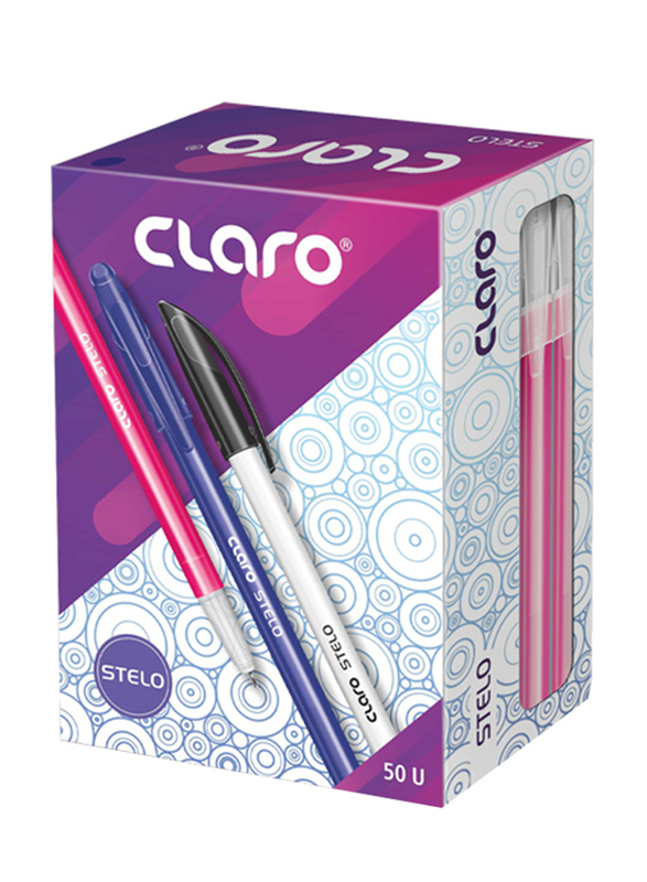 

Claro Stelo 50-Piece Opaque Ballpoint Pen Set, 0.7mm, Black