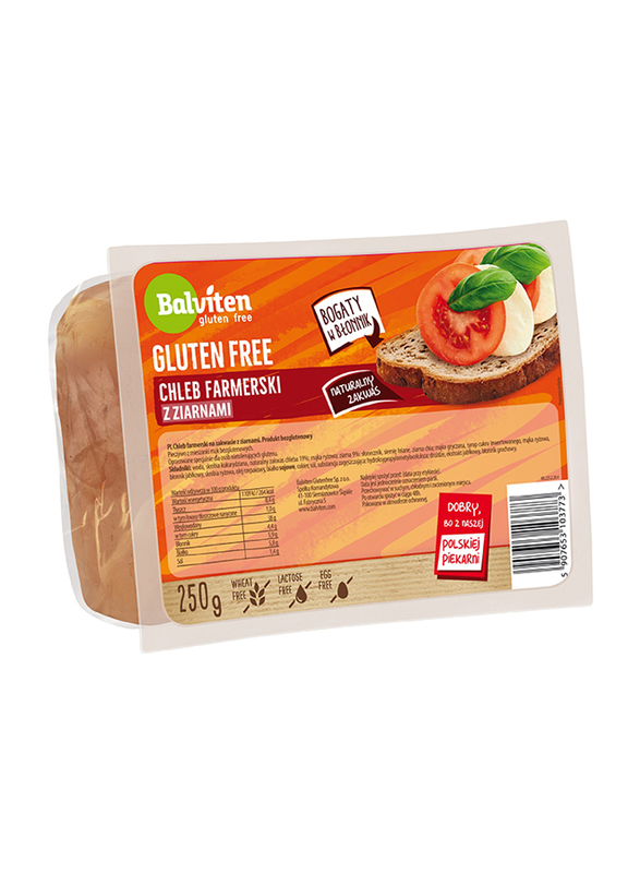 Balviten Gluten Free Farmers Dark Bread with Seeds, 250g