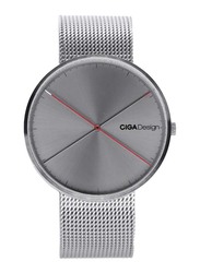 CIGA Design Qx Series Double-Hand Li Analog Quartz Watch for Men with Stainless Steel Band, D009-2A-W3, Silver