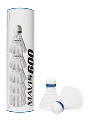 Yonex Mavis 600 Middle Badminton Shuttlecock Set, 6 Pieces, White