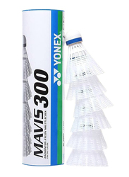 Yonex Mavis 300 Badminton Shuttlecock Set, 6 Pieces, White