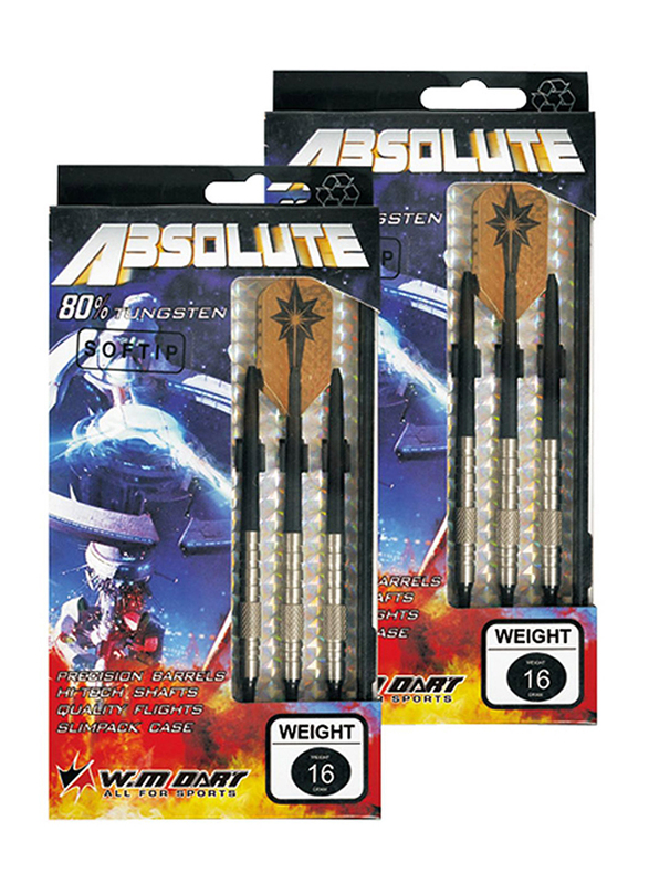 

Winmax 3-Piece Absolute 80% Tungsten Dart Set, 18gm, Black/Silver