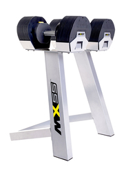 MX Select MX55 Adjustable Dumbbell Set with Stand, 4.5 - 24.9KG, Silver/Black