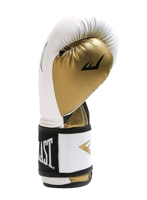 Everlast 12-oz Powerlock Training Glove, White/Gold