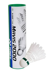 Yonex Mavis 2000 Slow Badminton Shuttlecock Set, 6 Pieces, White