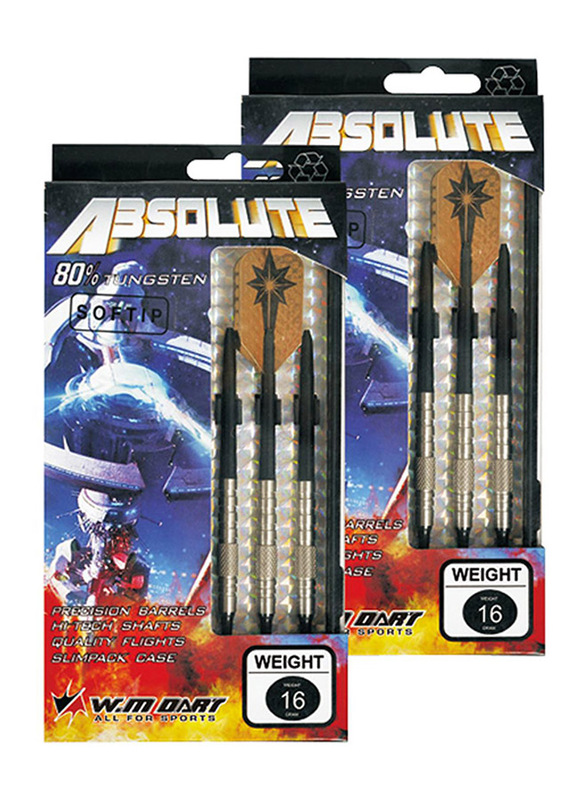 

Winmax 3-Piece Absolute 80% Tungsten Dart Set, 16gm, Black/Silver