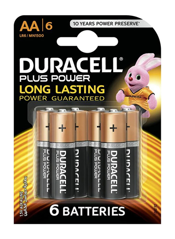 

Duracell Plus Power Household AA Alkaline Battery, 6 Pieces, Rose Gold/Black