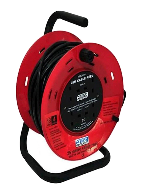 

Unbranded 25-Meter Extension Cable Reel, Black/Red