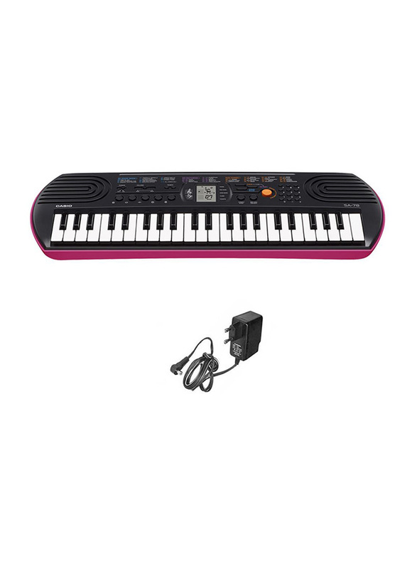 

Casio SA-78 Mini Keyboard with Adapter, 44 Keys, Black/Pink