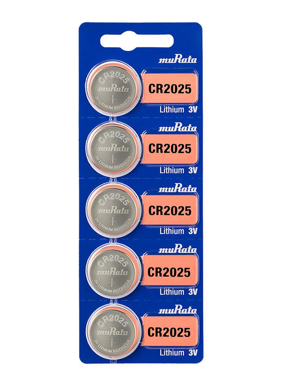 

Murata CR2025 3V Lithium Batteries, 5 Pieces, Multicolour