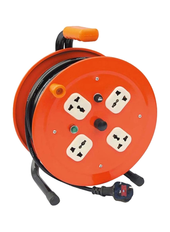 

Generic 25-Meter Extension Cable Power Reel with 4 Sockets, Orange