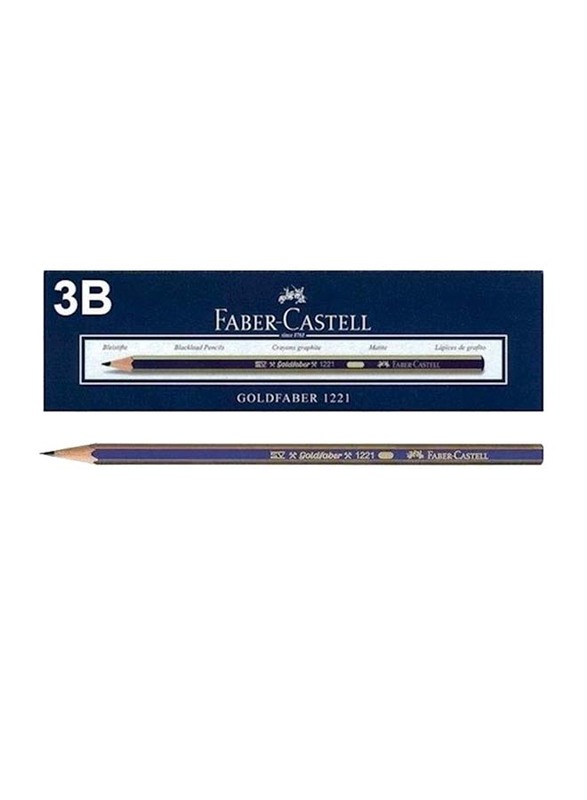 

Faber-Castell 12-Piece Gold Faber 1221 3B Graphite Pencil Set, Blue/Gold