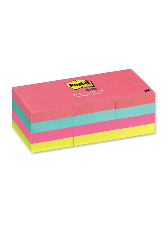 

3M Post-it 653AN Neon Colour Sticky Notes, 3.49 x 4.76mm, 12 x 100 Sheets, Multicolour