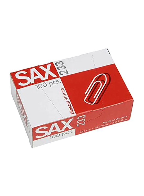 

Sax 233 30mm Paper Clip, 100 Pieces, Silver