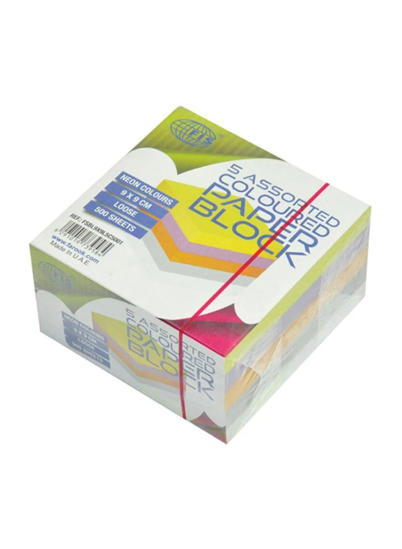 

FIS Neon Colour Paper Block Sticky Notes, 9 x 9 cm, 500 Sheets, Multicolour
