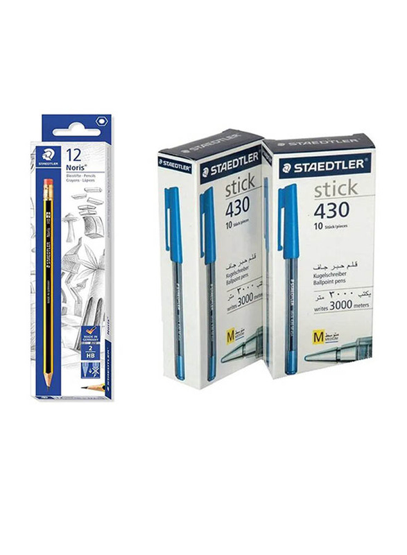 

Staedtler StaEDT Perfumeler 32-Piece Noris Pencil and Stick 430 Ballpoint Pen Set, Yellow/Black/Blue