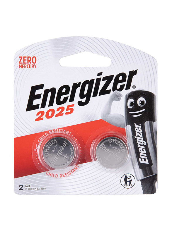 

Energizer 2025 3V Coin Lithium Batteries, 2 Pieces Silver
