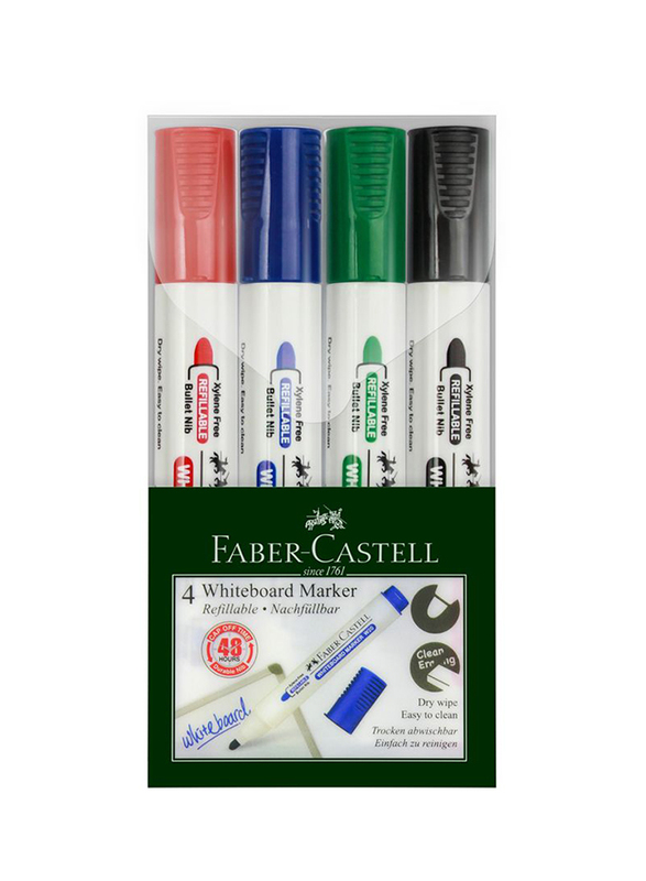 

Faber-Castell Chisel Tip Whiteboard Marker Set, 4 Pieces, Multicolour