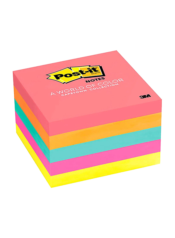 

3M Post-It 654-5PK A World Of Colour Cape Town Collection Sticky Notes Set, 7.62 x 7.62cm, 5 Pieces, Multicolour