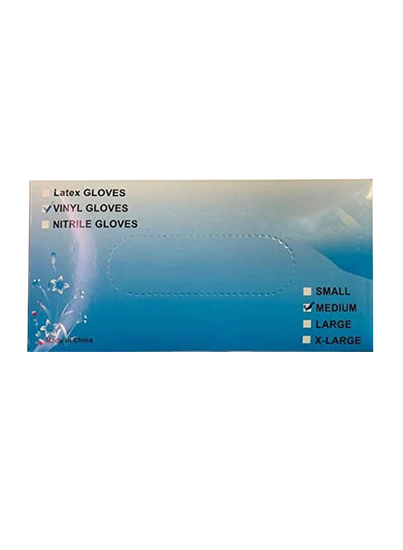 

Vinyl Powder Free Disposable Gloves, Medium, Clear, 100 Pieces