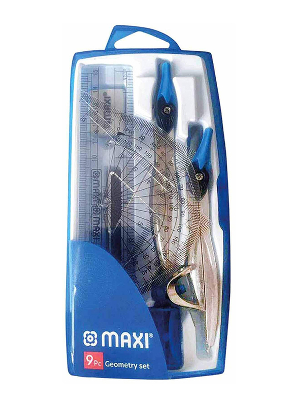 

Maxi 9-Piece Plastic Geometry Box Set, Blue/Clear