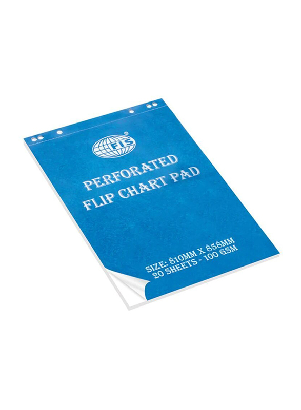 

FIS Flip Chart Note Pad, 20 Sheets, 100 GSM, Blue/White