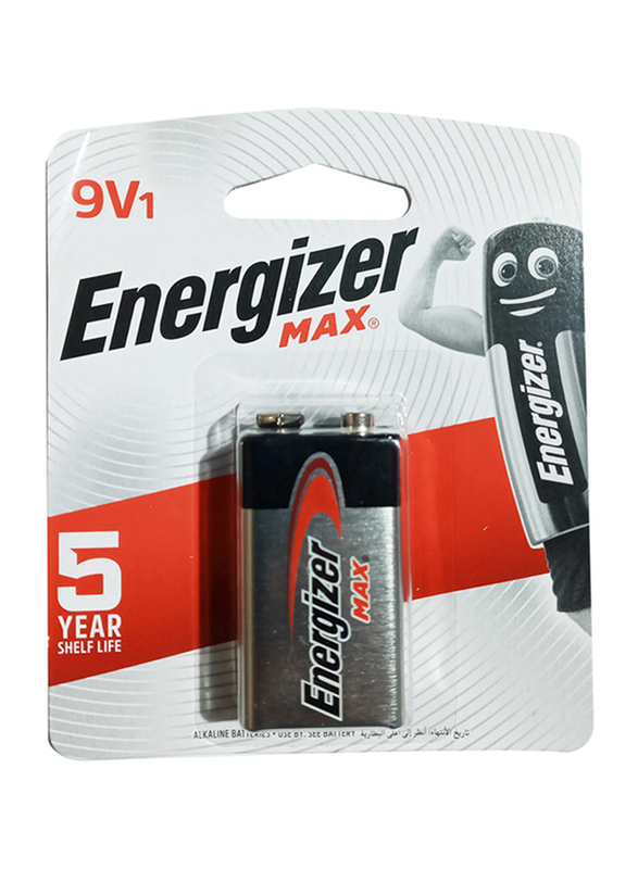 

Energizer Max 9V Alkaline Batteries, 522 BP1, Black/Silver