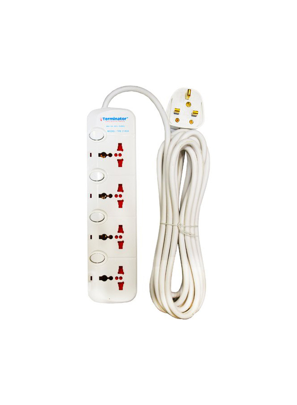 

Terminator 4-Way Universal Power Extension Cord, 5-Meter, White
