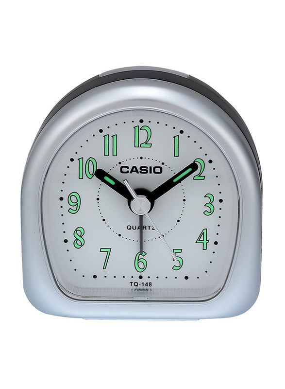 

Casio Analog Alarm Clock, TQ-148-8DF, Silver/White