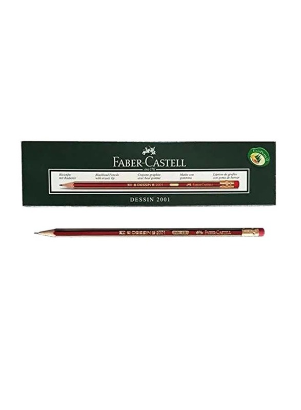 

Faber-Castell 12-Piece Dessin 2001 Graphite Pencil Set, Red/Gold