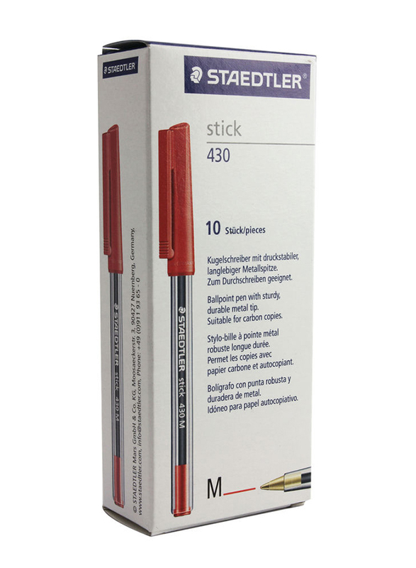 

Staedtler StaEDT Perfumeler 10-Piece Stick 430 Ballpoint Pen Set, Red/Silver