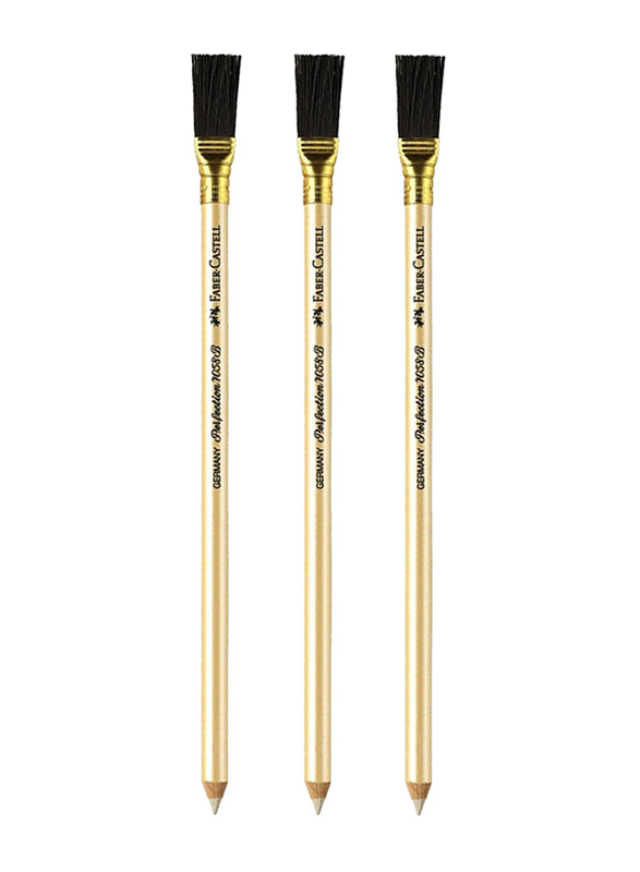 

Faber-Castell Perfection Eraser Pencil Set with Brush, 3 Pieces, White/Black/Gold