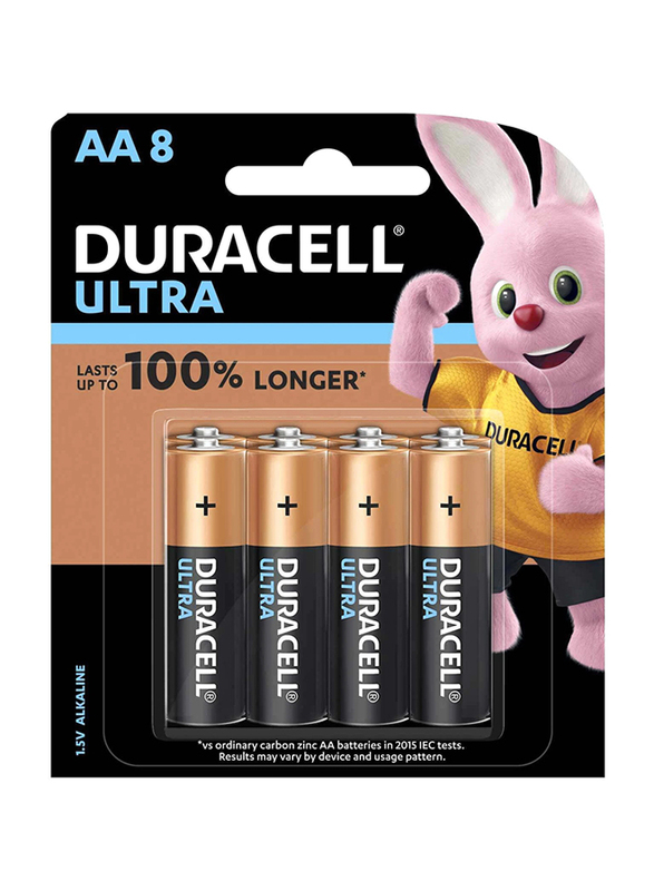 

Duracell Ultra Alkaline AA Battery, 8 Pieces, Rose Gold/Black