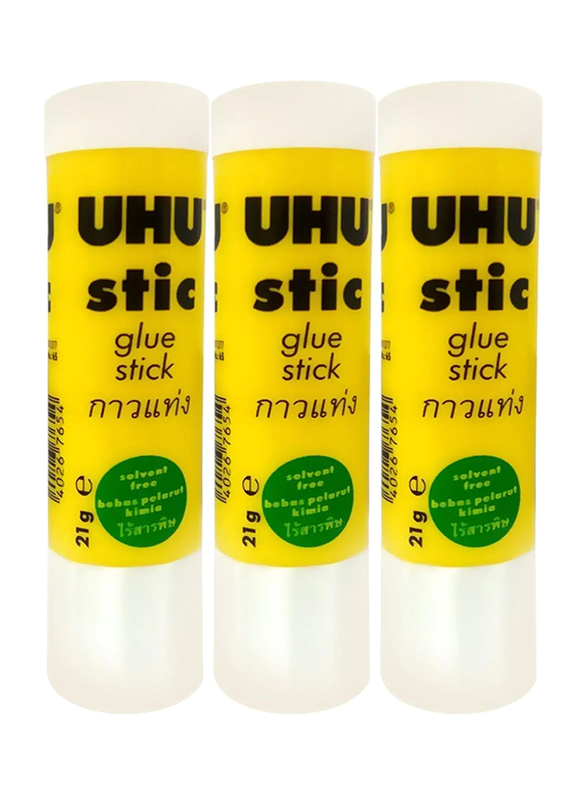 

UHU Glue Stick, 21g, 3 Pieces, White
