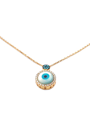 Alwan Gold Plated Evil Eye Pendant Necklace for Women with Turquoise & Diamond Stone, Gold/Blue