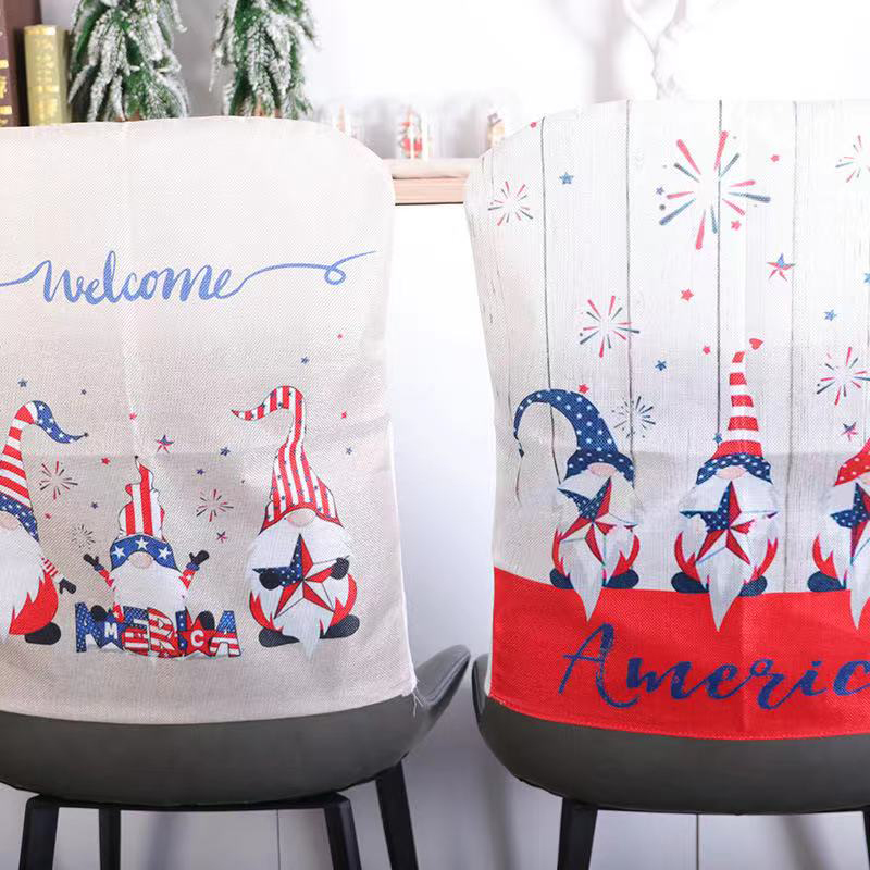Creative Design Print Cartoon Daily Chair Back Cover, 2-Piece, White/Red