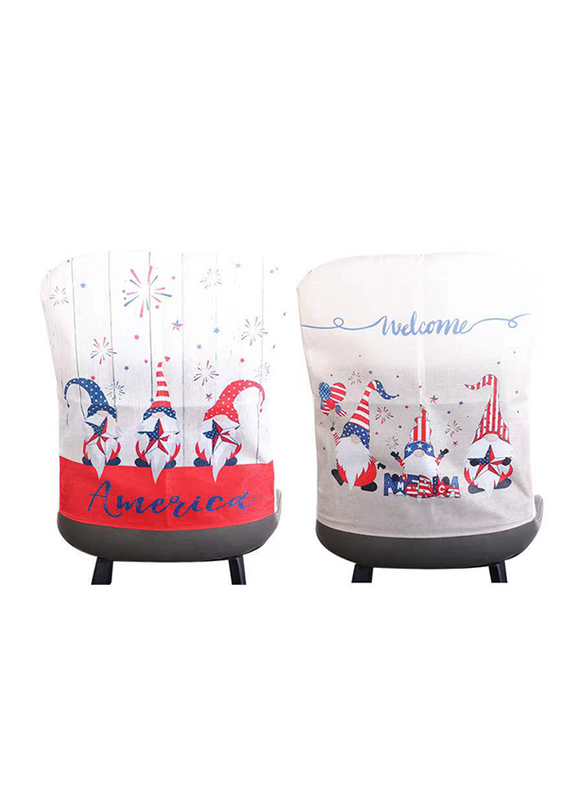Creative Design Print Cartoon Daily Chair Back Cover, 2-Piece, White/Red