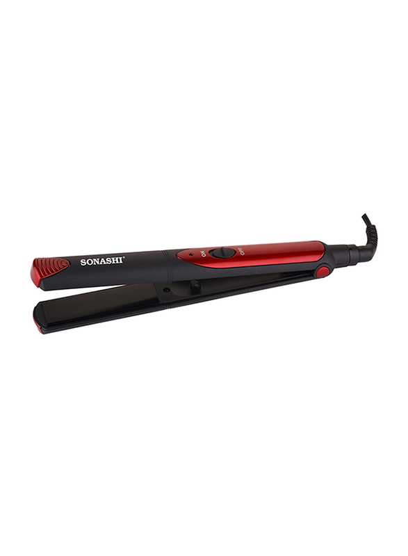 Sonashi Hair Straightener, 30W, with Ceramic Plate, SHS 2067, Black/Red