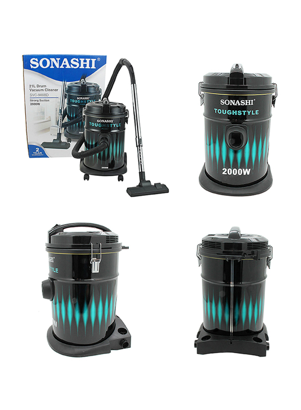 Sonashi Drum Vacuum Cleaner, 2000W, 21L, SVC 9008D, Black