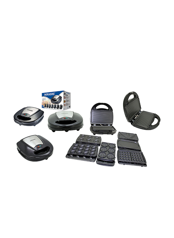 Sonashi Sandwich Maker and Grill, with Non-stick grill plate, 760W, SSM 862, Black