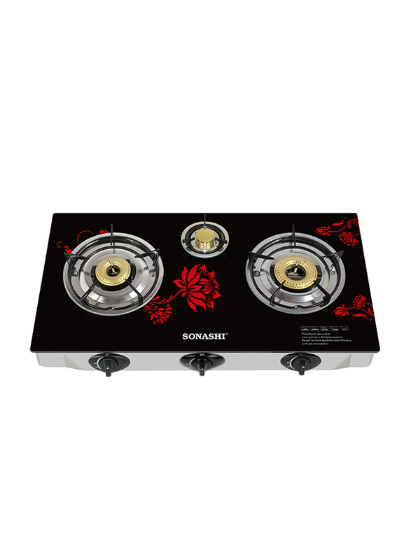 Sonashi Gas Burner, with Automatic Ignition System, SGB 320 GFFD, Black/Red