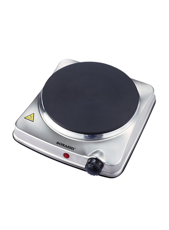 Sonashi Single Electric Stainless Steel Hot Plate, 1500W, SHP 610S, Silver/Black