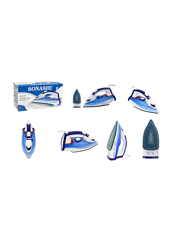 Sonashi Steam Iron, with Ceramic Soleplate, 2400W, SI 5074C, Blue/White