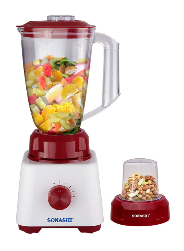 Sonashi 2 in 1 1.5L Electric Blender, 350W, SB 162, White/Red