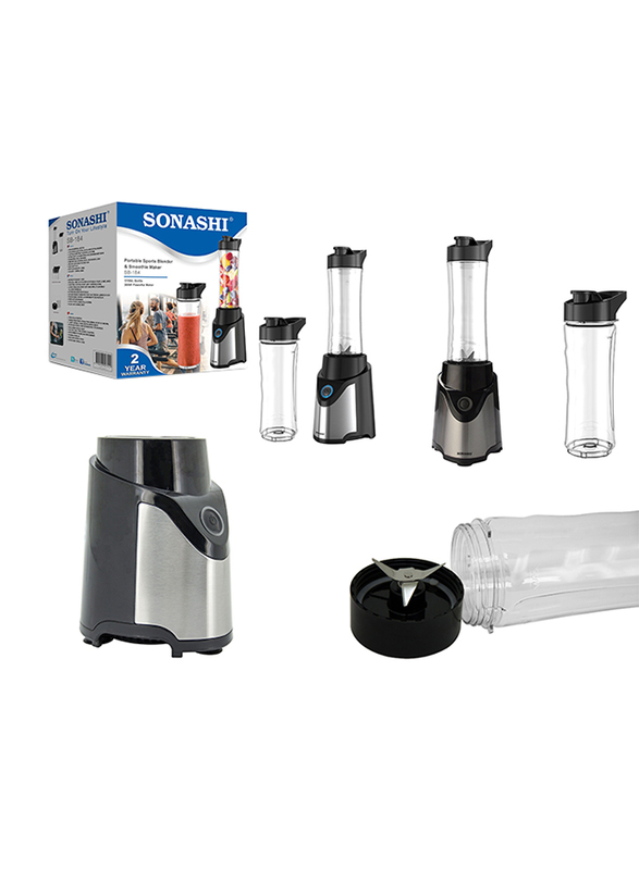 Sonashi Portable Sports Blender/Smoothie Maker, 300W, SB 184, Silver/Black