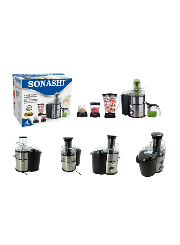 Sonashi 4 in 1 Juicer/Blender, 400W, SJB 401, Black/Silver