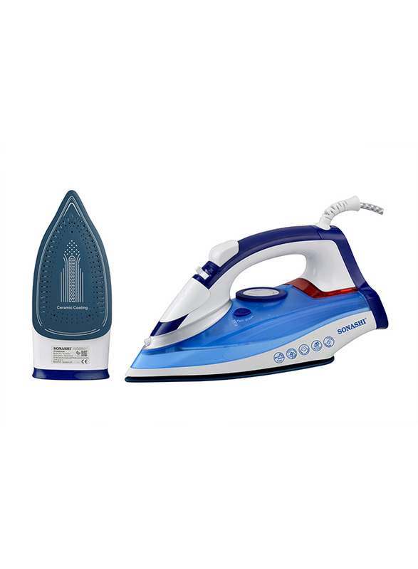 Sonashi Steam Iron, with Ceramic Soleplate, 2400W, SI 5074C, Blue/White