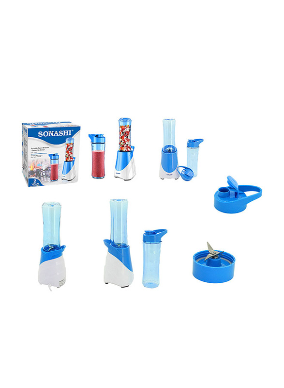 Sonashi Portable Sports Blender/Smoothie Maker, 300W, SB 164, White/Blue