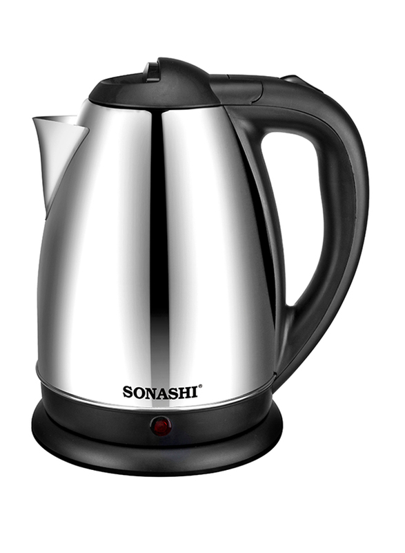 Sonashi 1.8L Electric Stainless Steel Cordless Kettle, 1850/2200W, SKT 1804, Silver/Black