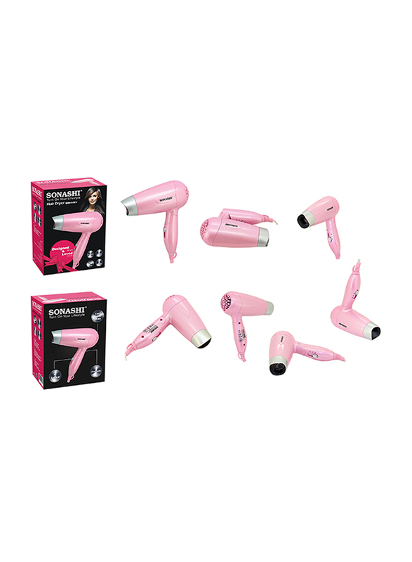Sonashi Travel Hair Dryer, 1000-1200W, SHD 5001, Pink
